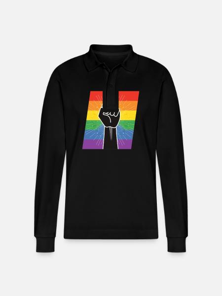 LGBTQ Rights Fist - Stanley/Stella Organic Unisex Long-Sleeved Polo Shirt Prepster - black