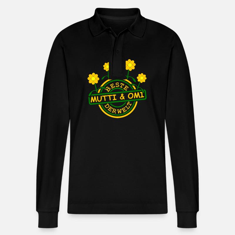 Beste Oma Mama - Stanley/Stella Unisex Bio-Langarm-Poloshirt Prepster - Schwarz