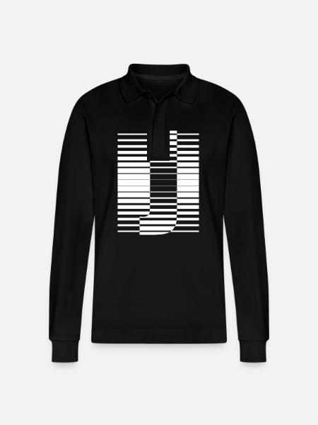 LETTER J - Stanley/Stella Organic Unisex Long-Sleeved Polo Shirt Prepster - black
