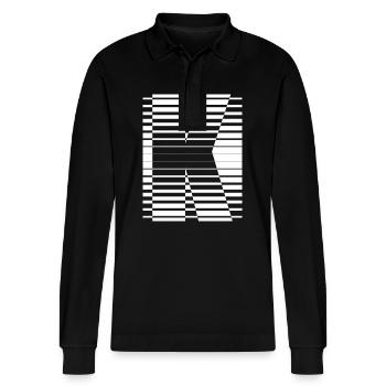 LETTER K - Stanley/Stella Organic Unisex Long-Sleeved Polo Shirt Prepster - black - Front - Anna (173cm) & Nico (186cm)