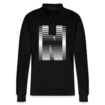 LETTER N - Stanley/Stella Organic Unisex Long-Sleeved Polo Shirt Prepster - black - Front - Anna (173cm) & Nico (186cm)