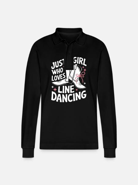 Line Dancing Dancing Dancers - Stanley/Stella Organic Unisex Long-Sleeved Polo Shirt Prepster - black
