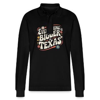 Texas State Texaner Texas - Stanley/Stella Unisex Bio-Langarm-Poloshirt Prepster - Schwarz - Vorne - Anna (173cm) & Nico (186cm)