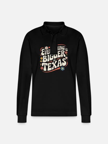 Texas State Texans Texas - Stanley/Stella Organic Unisex Long-Sleeved Polo Shirt Prepster - black