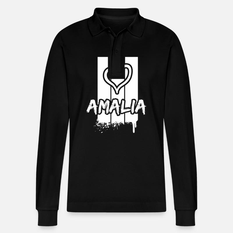 Amalia Amalia - Stanley/Stella Unisex Bio-Langarm-Poloshirt Prepster - Schwarz