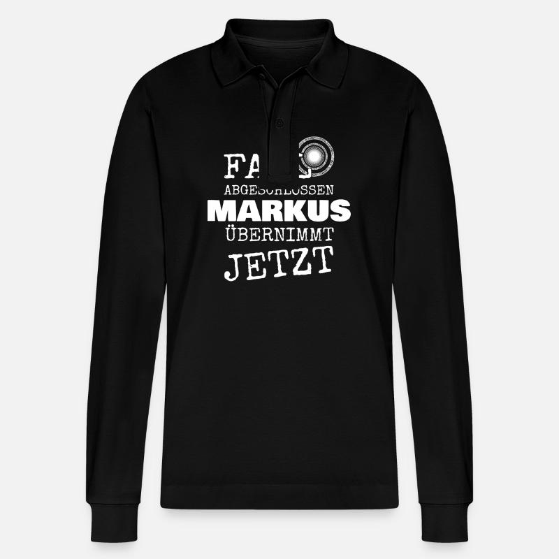 Geschenk für Markus - Stanley/Stella Unisex Bio-Langarm-Poloshirt Prepster - Schwarz