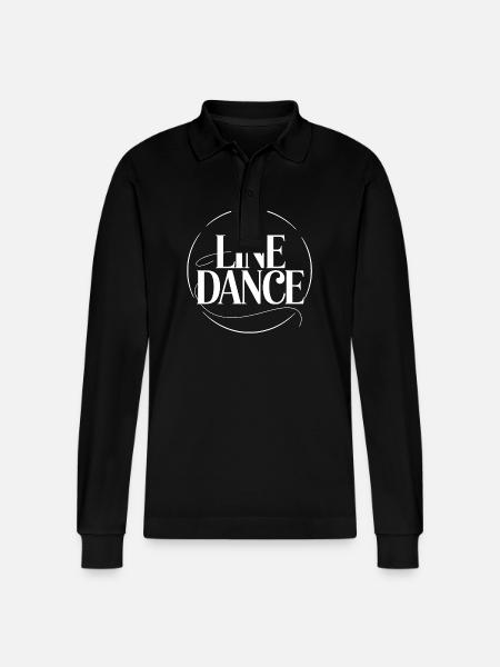 Line Dance Graphic Illustration - Stanley/Stella Organic Unisex Long-Sleeved Polo Shirt Prepster - black