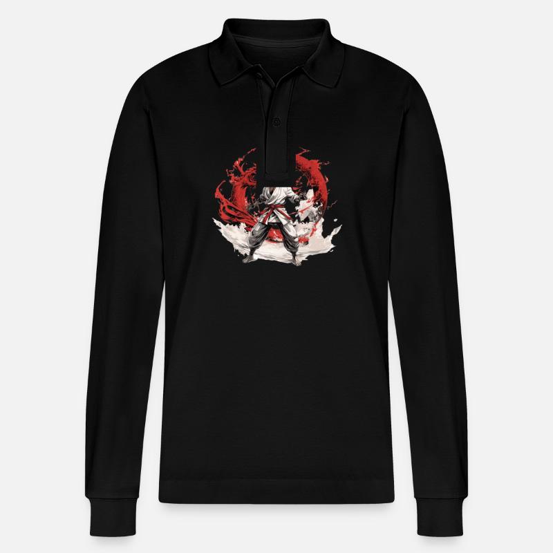 Kampfgeist im Drachenwirbel - Stanley/Stella Unisex Bio-Langarm-Poloshirt Prepster - Schwarz