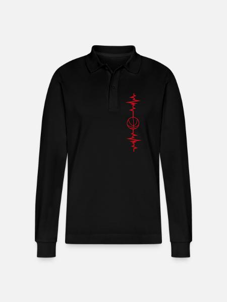 Basketball Heartbeat Basketball Gift Idea - Stanley/Stella Organic Unisex Long-Sleeved Polo Shirt Prepster - black