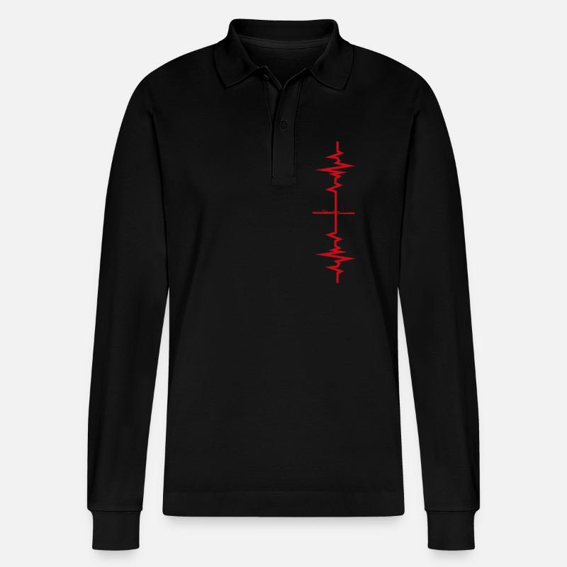 Fagott Herzschlag Geschenkidee - Stanley/Stella Unisex Bio-Langarm-Poloshirt Prepster - Schwarz