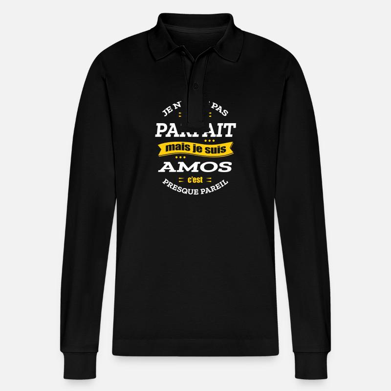 AMOS PARFAIT - PRENOM AMOS - Polo à manches longues bio PREPSTER Stanley/Stella Unisexe - noir