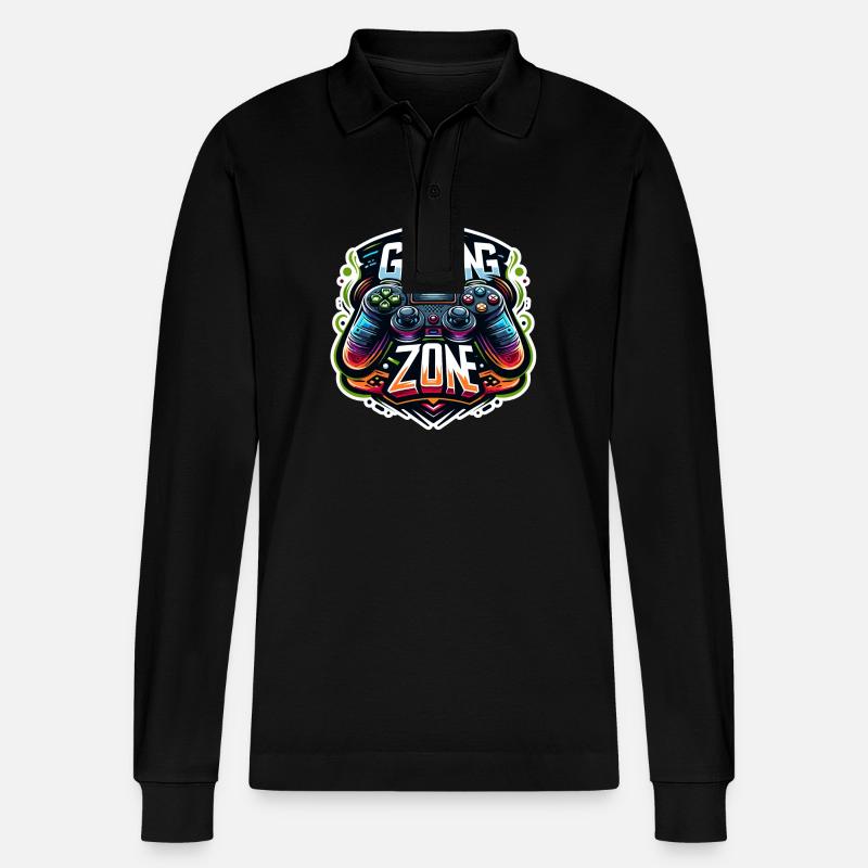Gaming Zone - Controller Illustration - Stanley/Stella Unisex Bio-Langarm-Poloshirt Prepster - Schwarz