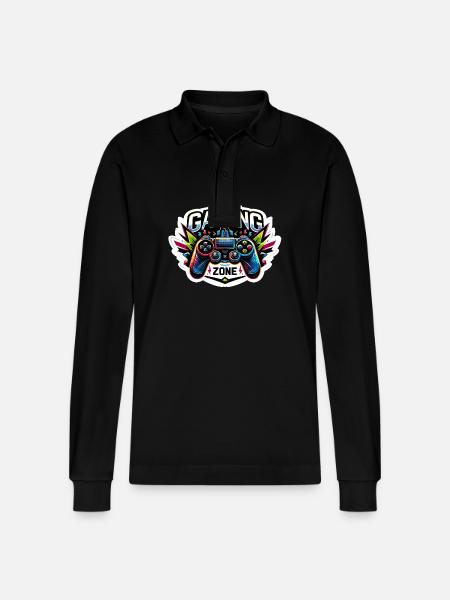 Gaming Zone - Controller Illustration - Stanley/Stella Unisex Bio-Langarm-Poloshirt Prepster - Schwarz
