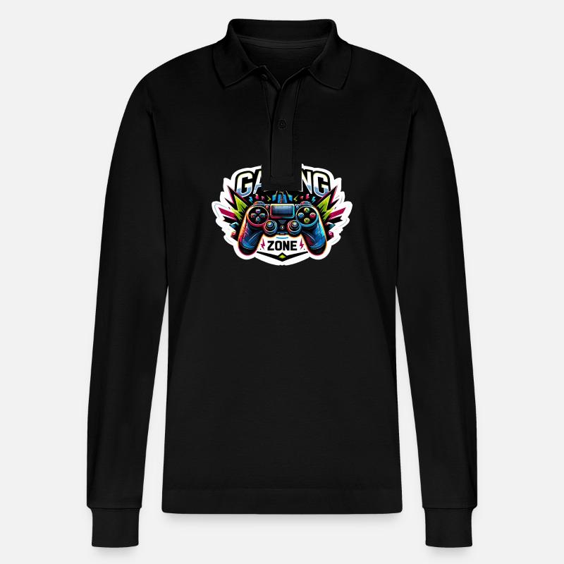 Gaming Zone - Controller Illustration - Stanley/Stella Unisex Bio-Langarm-Poloshirt Prepster - Schwarz