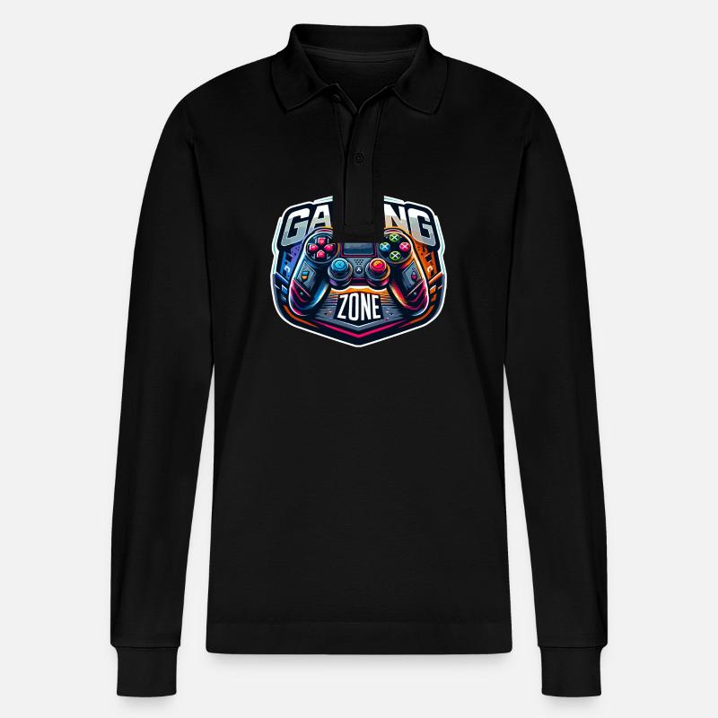 Gaming Zone - Controller Illustration - Stanley/Stella Unisex Bio-Langarm-Poloshirt Prepster - Schwarz