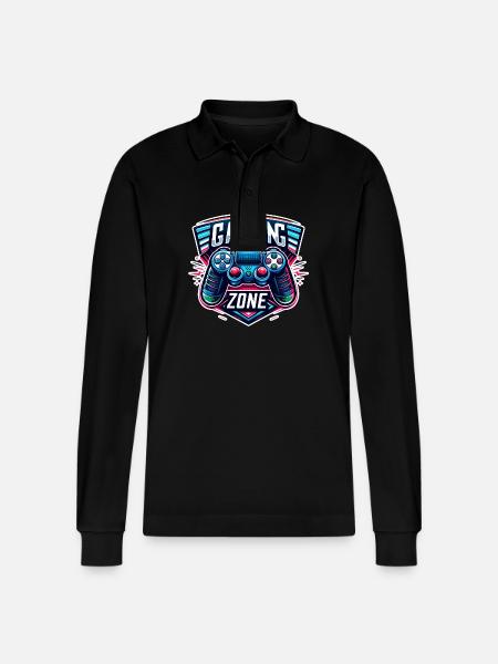 Gaming Zone - Controller Illustration - Stanley/Stella Unisex Bio-Langarm-Poloshirt Prepster - Schwarz