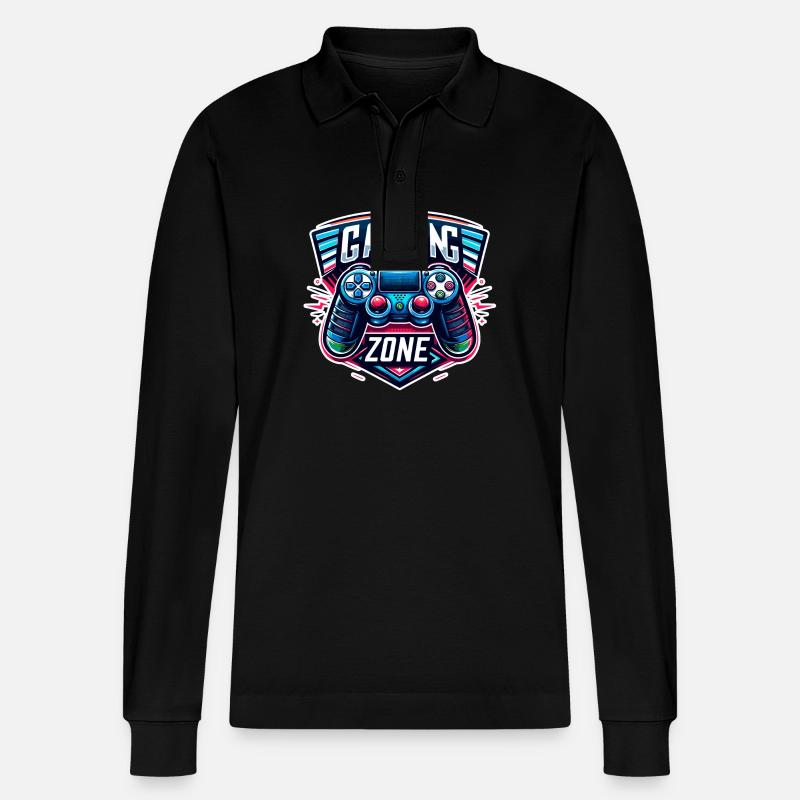 Gaming Zone - Controller Illustration - Stanley/Stella Unisex Bio-Langarm-Poloshirt Prepster - Schwarz