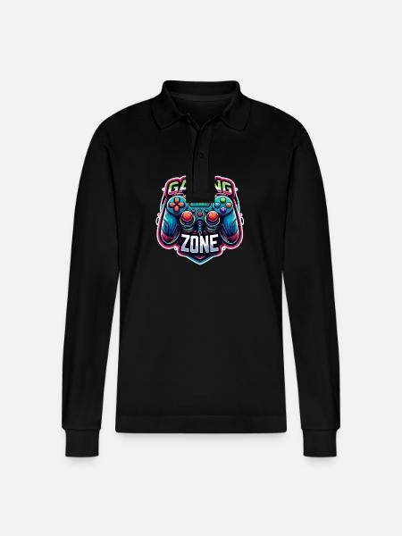 Gaming Zone - Controller Illustration - Stanley/Stella Unisex Bio-Langarm-Poloshirt Prepster - Schwarz