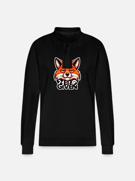 Zero Given - Fox Illustration - Stanley/Stella Organic Unisex Long-Sleeved Polo Shirt Prepster - black