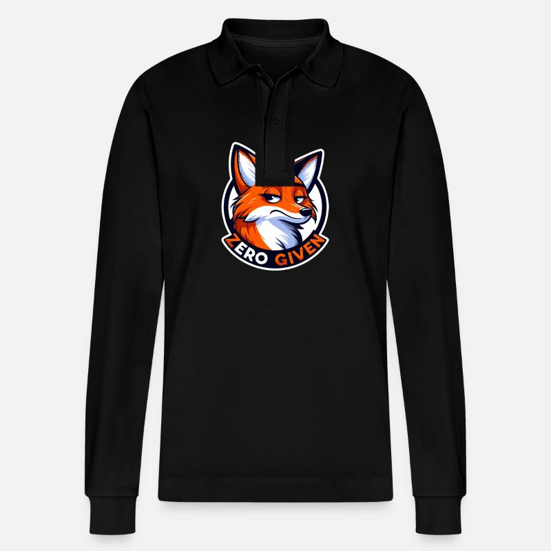 Zero Given - Fox Illustration - Stanley/Stella Organic Unisex Long-Sleeved Polo Shirt Prepster - black