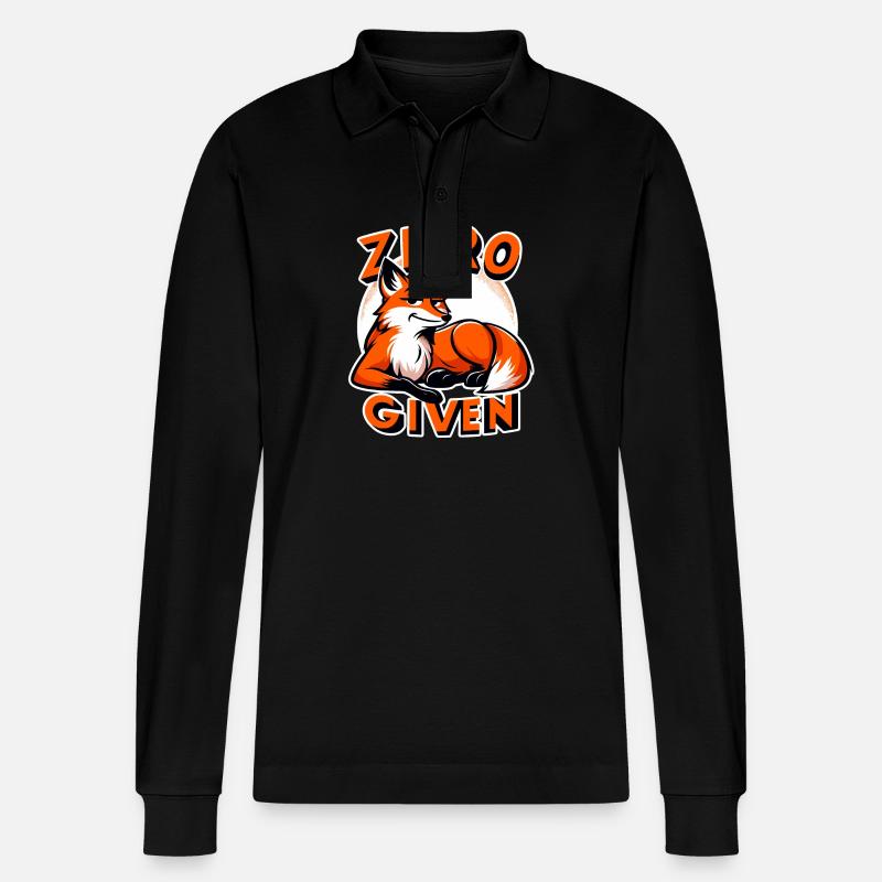 Zero Given - Fox Illustration - Stanley/Stella Organic Unisex Long-Sleeved Polo Shirt Prepster - black