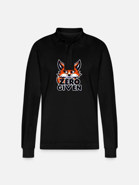 Zero Given - Fox Illustration - Stanley/Stella Organic Unisex Long-Sleeved Polo Shirt Prepster - black