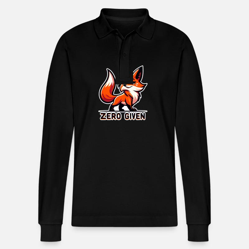 Zero Given - Fox Illustration - Stanley/Stella Organic Unisex Long-Sleeved Polo Shirt Prepster - black