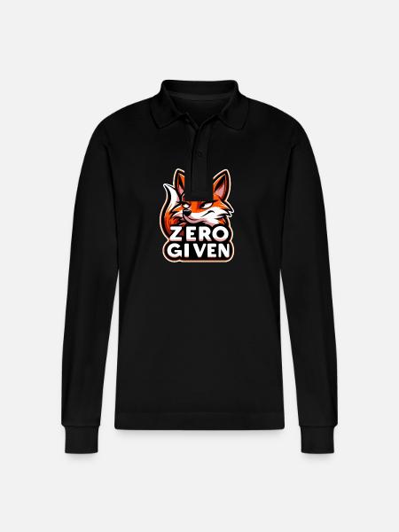 Zero Given - Fox Illustration - Stanley/Stella Organic Unisex Long-Sleeved Polo Shirt Prepster - black