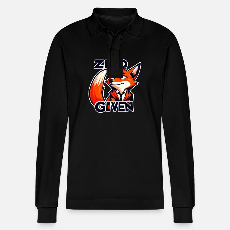 Zero Given - Fox Illustration - Stanley/Stella Organic Unisex Long-Sleeved Polo Shirt Prepster - black