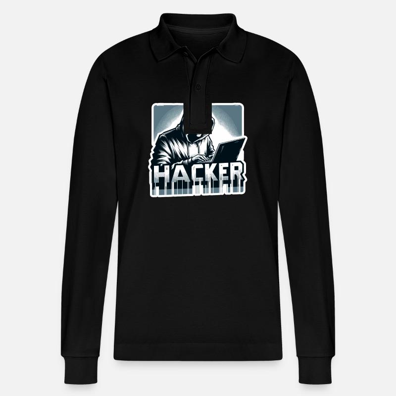 Hacker - Illustration - Polo à manches longues bio PREPSTER Stanley/Stella Unisexe - noir