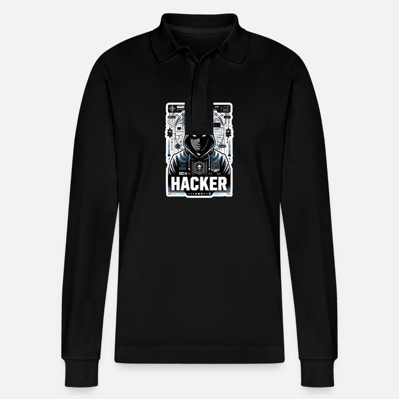Hacker - Illustration - Polo à manches longues bio PREPSTER Stanley/Stella Unisexe - noir