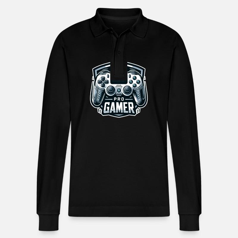 Pro Gamer - Controller Illustration - Stanley/Stella Unisex Bio-Langarm-Poloshirt Prepster - Schwarz