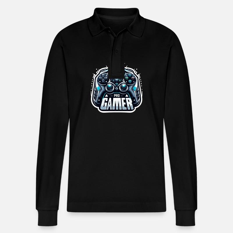 Pro Gamer - Controller Illustration - Stanley/Stella Unisex Bio-Langarm-Poloshirt Prepster - Schwarz