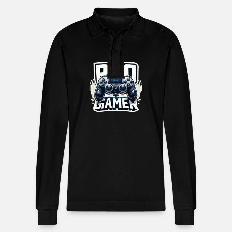 Pro Gamer - Controller Illustration - Stanley/Stella Unisex Bio-Langarm-Poloshirt Prepster - Schwarz