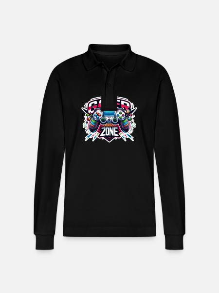 Gamer Zone - Controller Illustration - Stanley/Stella Unisex Bio-Langarm-Poloshirt Prepster - Schwarz