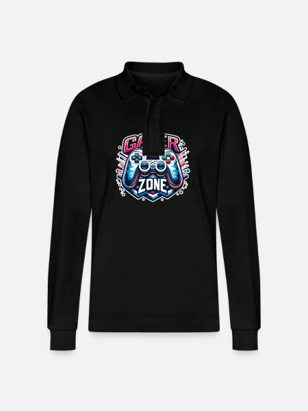 Gamer Zone - Controller Illustration - Stanley/Stella Unisex Bio-Langarm-Poloshirt Prepster - Schwarz