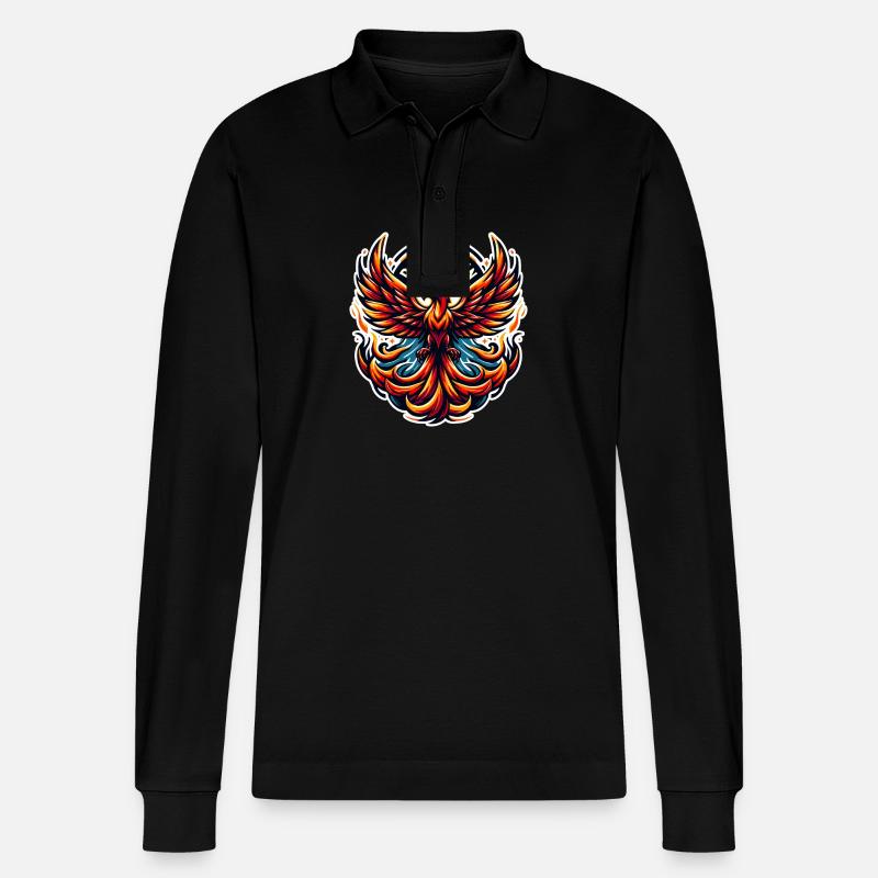 Rise Again - Phönix Illustration - Stanley/Stella Unisex Bio-Langarm-Poloshirt Prepster - Schwarz