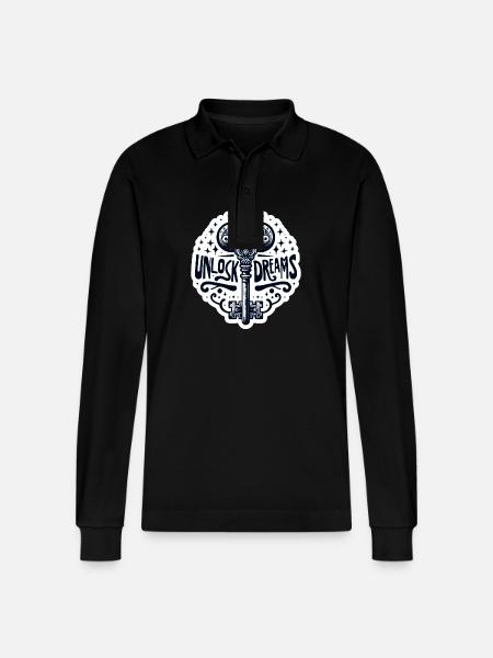 Unlock Dreams - Key Illustration - Stanley/Stella Organic Unisex Long-Sleeved Polo Shirt Prepster - black