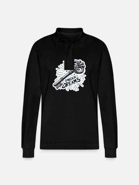Unlock Dreams - Key Illustration - Stanley/Stella Organic Unisex Long-Sleeved Polo Shirt Prepster - black