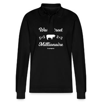 Der Wall Street Millionär - Stanley/Stella Unisex Bio-Langarm-Poloshirt Prepster - Schwarz - Vorne - Anna (173cm) & Nico (186cm)