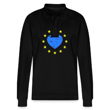 Les élections européennes - Polo à manches longues bio PREPSTER Stanley/Stella Unisexe - noir - Devant - Anna (173cm) & Nico (186cm)