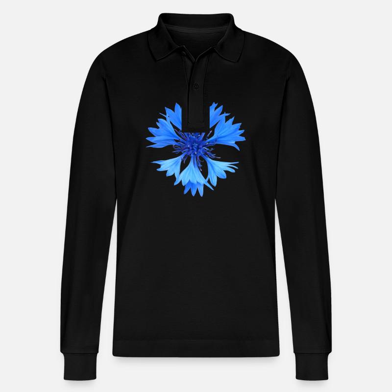 Kornblume - Stanley/Stella Unisex Bio-Langarm-Poloshirt Prepster - Schwarz