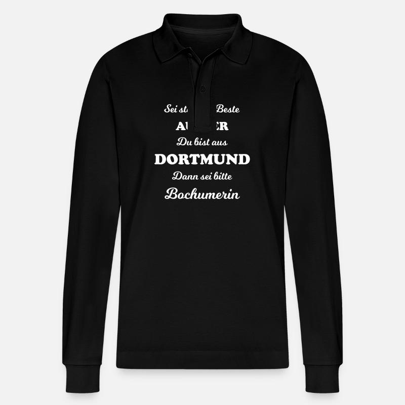 Zuhause im lustigen Ruhrgebiet - Stanley/Stella Unisex Bio-Langarm-Poloshirt Prepster - Schwarz