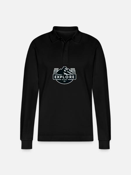 Explore more - Wanderer - Stanley/Stella Organic Unisex Long-Sleeved Polo Shirt Prepster - black