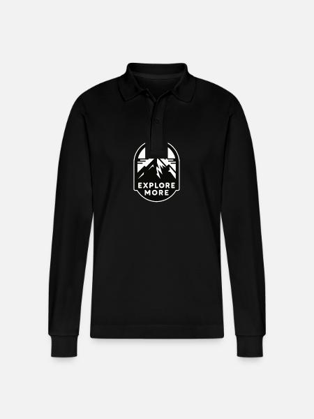 Explore more - Wanderer - Stanley/Stella Organic Unisex Long-Sleeved Polo Shirt Prepster - black
