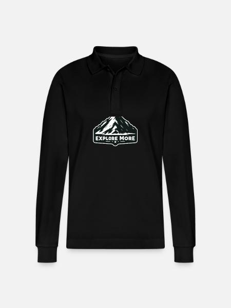 Explore more - Wanderer - Stanley/Stella Organic Unisex Long-Sleeved Polo Shirt Prepster - black