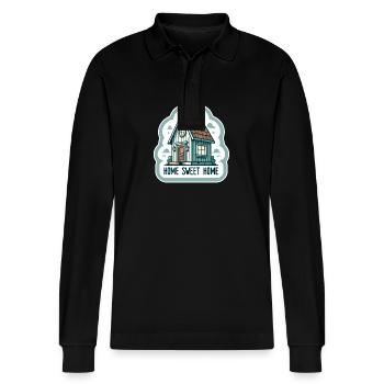 Home Sweet Home - House Illustration - Stanley/Stella Organic Unisex Long-Sleeved Polo Shirt Prepster - black - Front - Anna (173cm) & Nico (186cm)