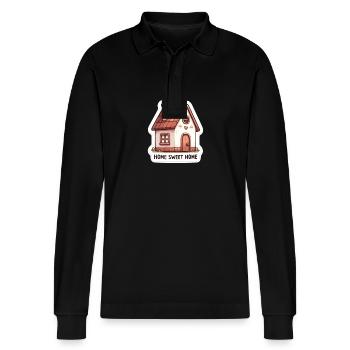 Home Sweet Home - House Illustration - Stanley/Stella Organic Unisex Long-Sleeved Polo Shirt Prepster - black - Front - Anna (173cm) & Nico (186cm)