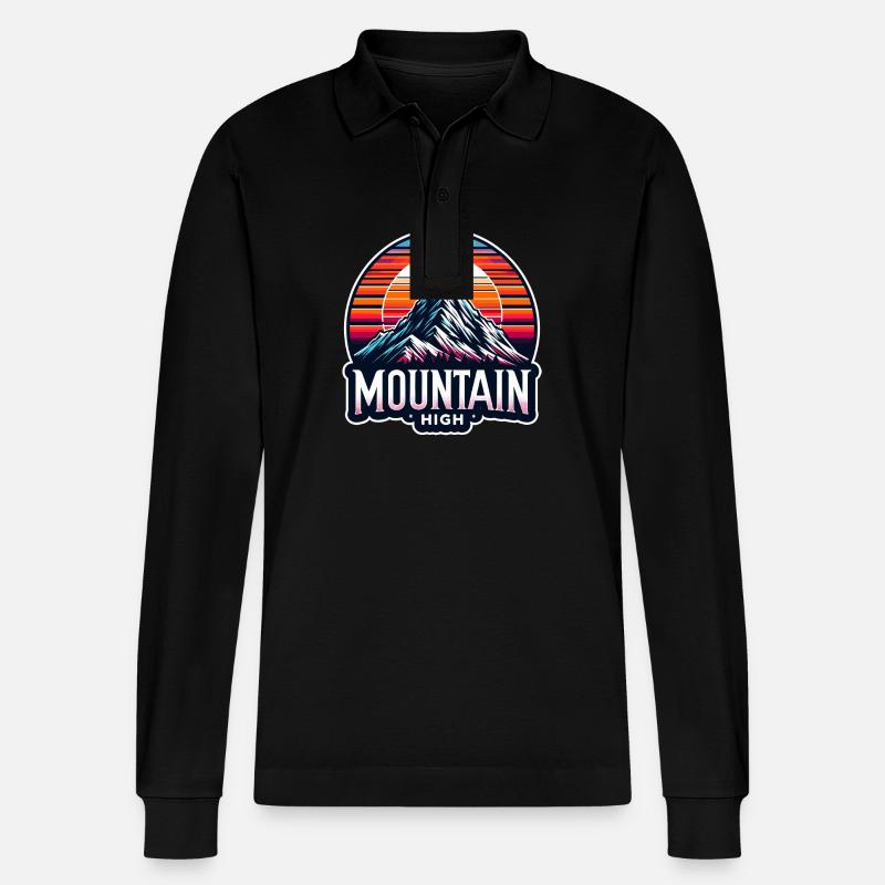 Mountain High - Berg Illustration - Stanley/Stella Unisex Bio-Langarm-Poloshirt Prepster - Schwarz