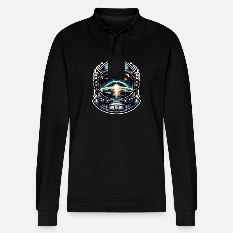 Dream Big - Astronaut Illustration - Stanley/Stella Unisex Bio-Langarm-Poloshirt Prepster - Schwarz